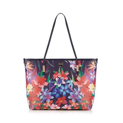 Navy floral shopper bag